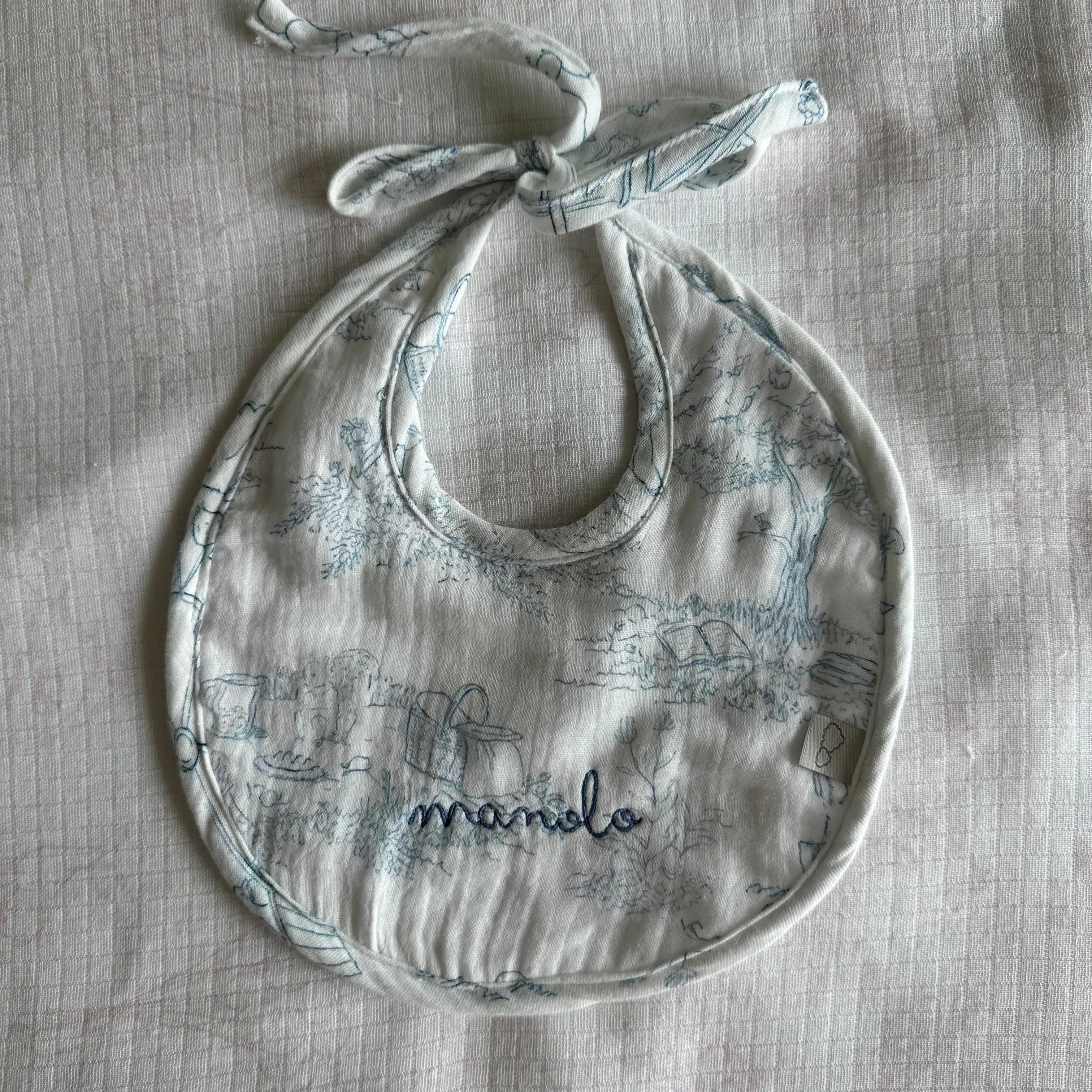 Baberito liso muselina AZUL